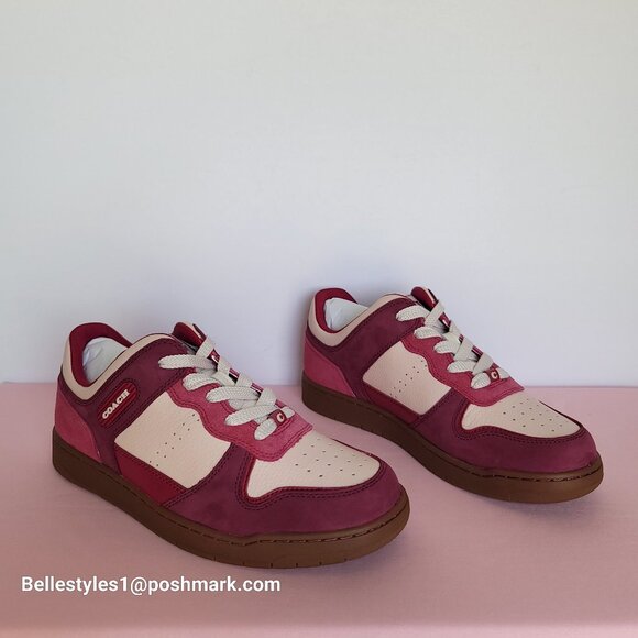 COACH Low Top Leather and Suede Sneakers C201- Pink color-Women’s US Size 9.5B ⭐ - Picture 4 of 16